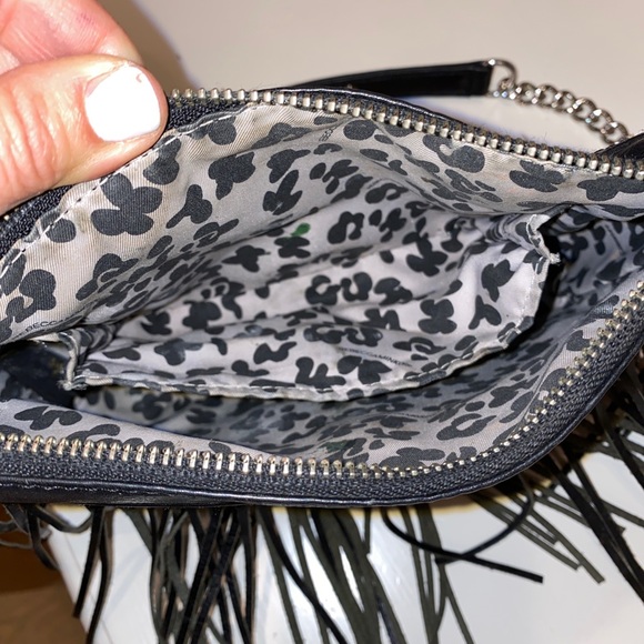 Rebecca minkoff crossbody fringe black bag with silver trim - Picture 10 of 13